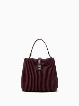 ROUGE & LOUNGE Pleated Italian Leather Bucket Bag