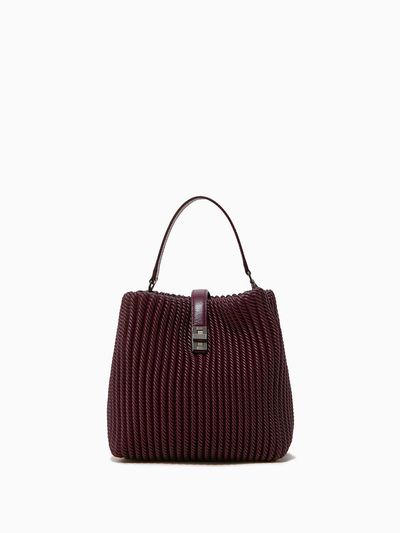 ROUGE & LOUNGE Pleated Italian Leather Bucket Bag
