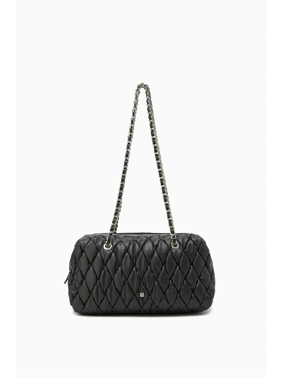 ROUGE & LOUNGE Quilted Diamond Pattern Chain Strap Boston Bag (RA2E9ABG793WBK)
