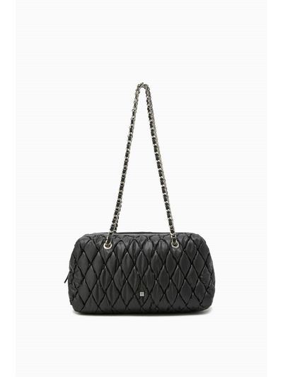 ROUGE & LOUNGE Quilted Diamond Pattern Chain Strap Boston Bag (RA2E9ABG793WBK)