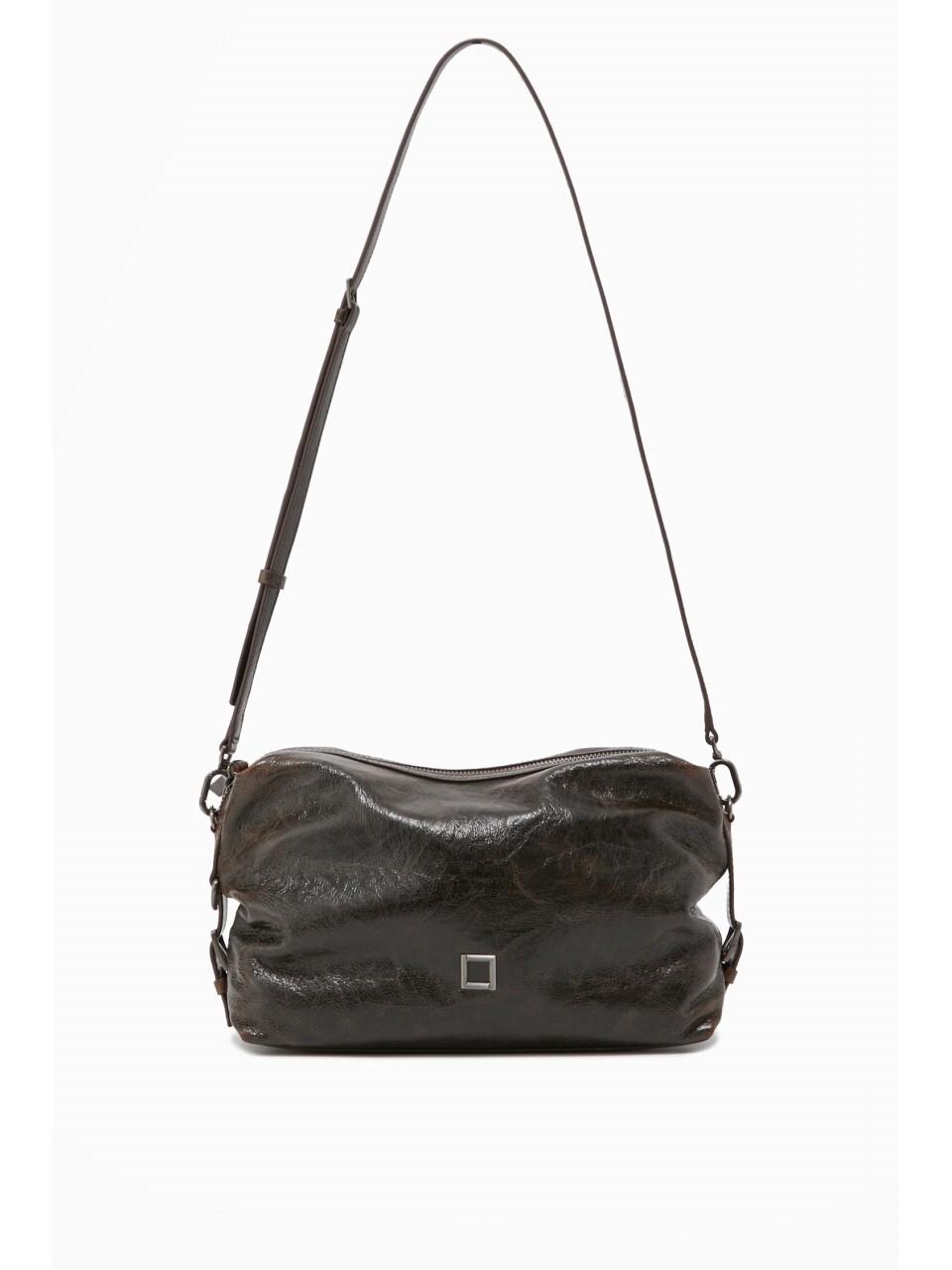 ROUGE & LOUNGE Square Front Two-tone Cracked Leather Shoulder Crossbody Bag (RA2E9ABG362WDB)