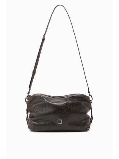 ROUGE & LOUNGE Square Front Two-tone Cracked Leather Shoulder Crossbody Bag (RA2E9ABG362WDB)