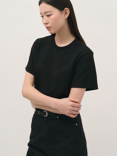 rough side White Label Essential 1/2 T-Shirt [Black]