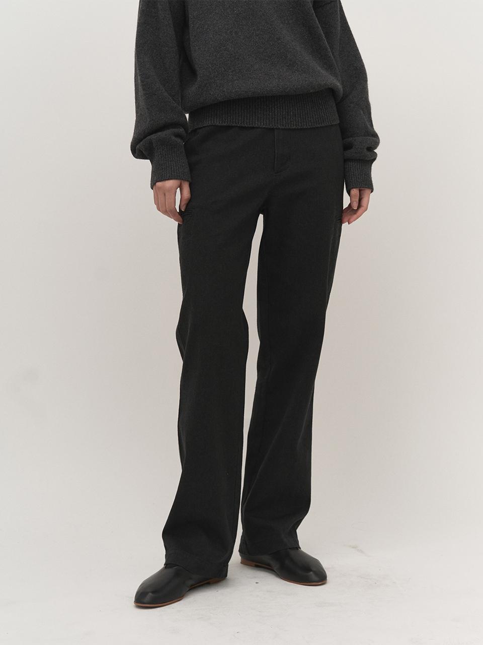 rough side White Label Japanese Cotton Regular Fit Side Pocket Pants [Washed Black]