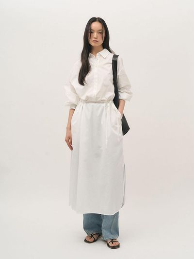 rough side White Label Natural Shirt Dress [Cloud White]