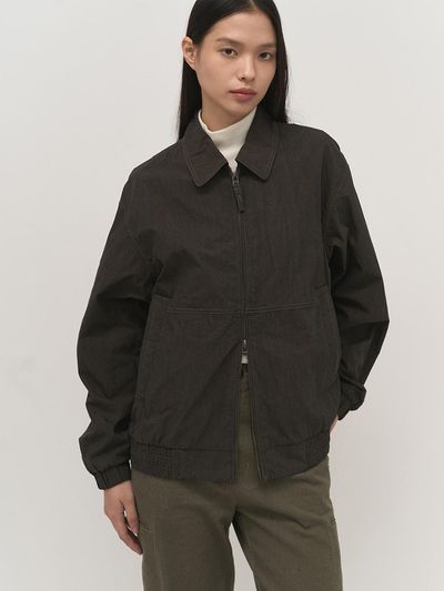 rough side White Label Natural Wind Cotton-Nylon Relaxed Fit Blouson [Charcoal]