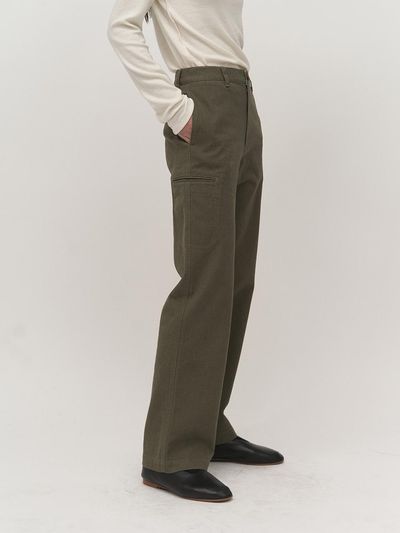 rough side White Label Side Pocket Regular Fit Straight Pants [Dusty Green]