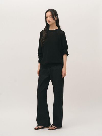 rough side White Label Twist Raglan Knit Crow Sweater