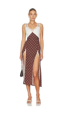 Rowen Rose Rowen Rose Polka Dots Long Dress