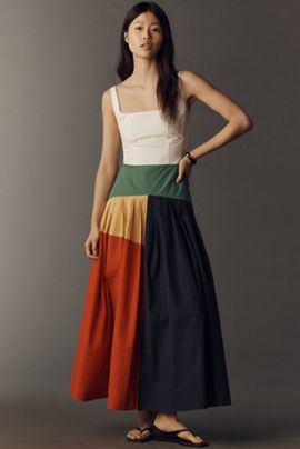 Rowing Blazers Cotton Poplin Pleated Midi Dress