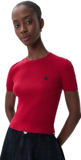 Rowing Blazers Rowing Blazers Cotton Blend Cable Crewneck Sweater Red