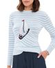 Rowing Blazers Rowing Blazers Cotton Sailboat Striped Sweater Light Blue White Stripe - 1