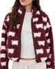 Rowing Blazers Rowing Blazers Cropped Sheep Sherpa Burgundy - 1
