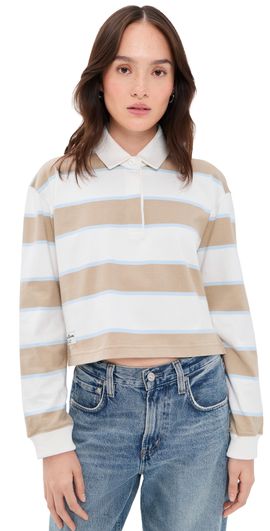 Rowing Blazers Rowing Blazers Cropped Striped Rugby Khaki Rugby Stripe