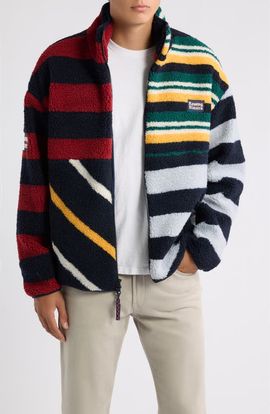 ROWING BLAZERS ROWING BLAZERS Mixed Stripe High Pile Fleece Jacket