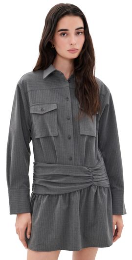 Rowing Blazers Rowing Blazers Pinstripe Button Down Dress Heather Gray