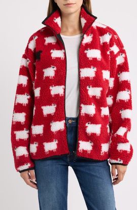 ROWING BLAZERS ROWING BLAZERS Sheep Printed High Pile Fleece Full Zip Sweatshirt