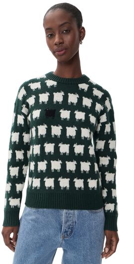 Rowing Blazers Rowing Blazers Warm & Wonderful Oversized Wool Sheep Pullover Green