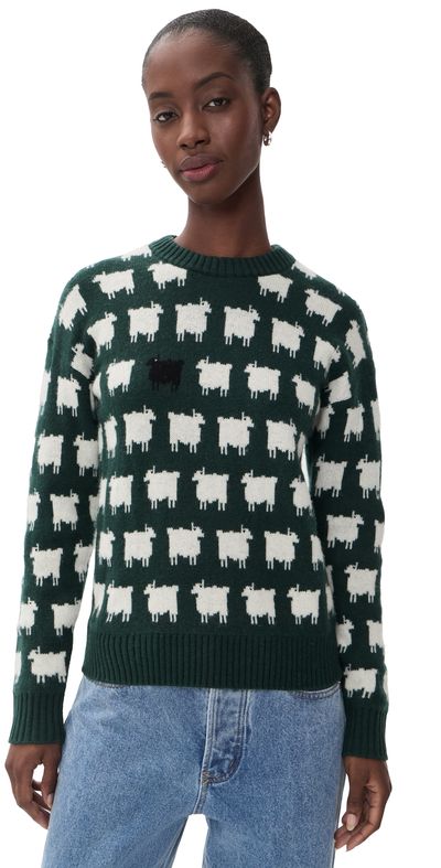 Rowing Blazers Rowing Blazers Warm & Wonderful Oversized Wool Sheep Pullover Green