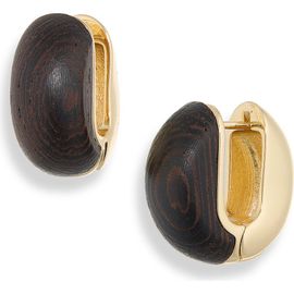 ROXANNE ASSOULIN ROXANNE ASSOULIN Simple Wood Chubbie 12k Gold Plated Huggie Hoop Earrings