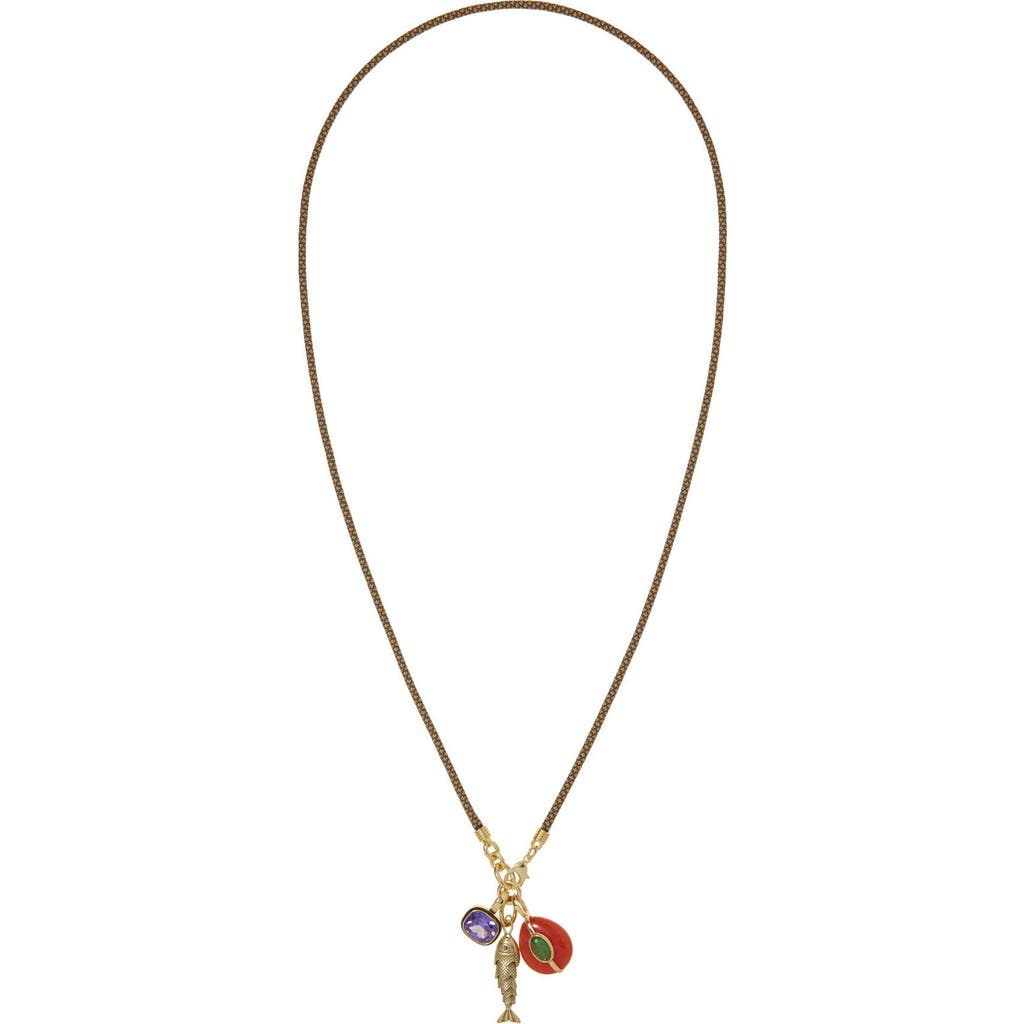 ROXANNE ASSOULIN ROXANNE ASSOULIN The Cubic Triple Charm Cord Pendant Necklace