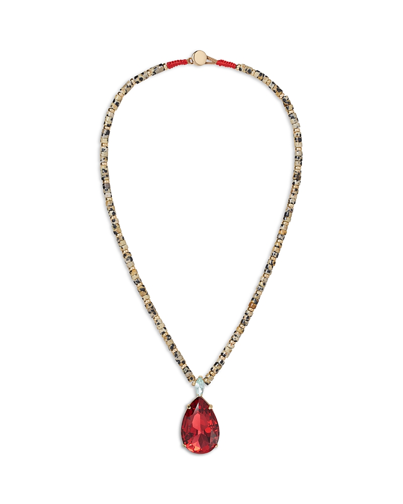 Roxanne Assoulin Roxanne Assoulin The Large Pear Crystal Dalmatian Jasper Beaded Pendant Necklace, 17