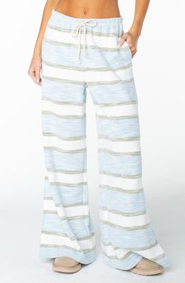Roxy Roxy Beach Breeze Stripe Cotton Blend Split Hem Drawstring Pants