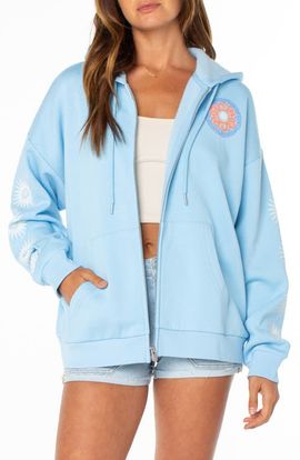 Roxy Roxy Evening Lineup Full Zip Fleece Graphic Hoodie