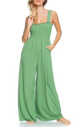 Roxy Roxy Just Passing By Wide Leg Slub Jersey Jumpsuit