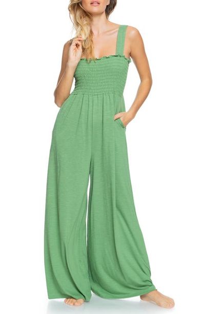 Roxy Roxy Just Passing By Wide Leg Slub Jersey Jumpsuit