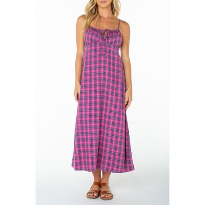 Roxy Roxy Late Night Plaid Midi Dress