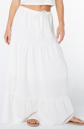 Roxy Roxy Side Street Tiered Cotton Maxi Skirt