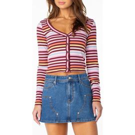Roxy Roxy Terrace Striped Cropped Long Sleeve Top