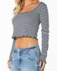 Roxy Roxy Waterside Stripe Cotton Pointelle Crop T-Shirt - 3