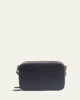 ROYCE New York Monogrammed Leather Crossbody Bag, Personalized