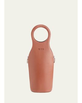 ROYCE New York Monogrammed Leather Wine Champagne Bottle Carrying Case, Personalized