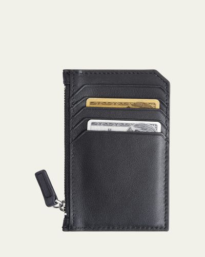 ROYCE New York Monogrammed Zippered Leather Credit Card Case