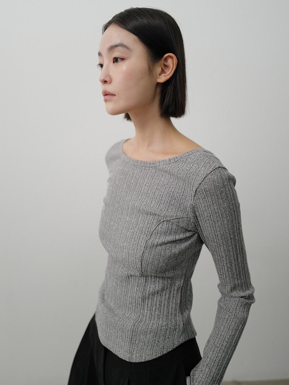 RRACE Back Scoop T-Shirts_Melange Gray