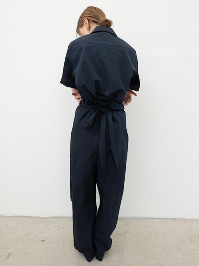 RRACE Crease Wrap Twisted Pants_Navy