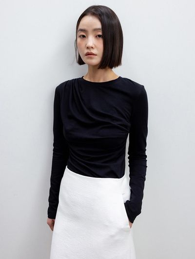 RRACE Drape Detail T-Shirt - Black