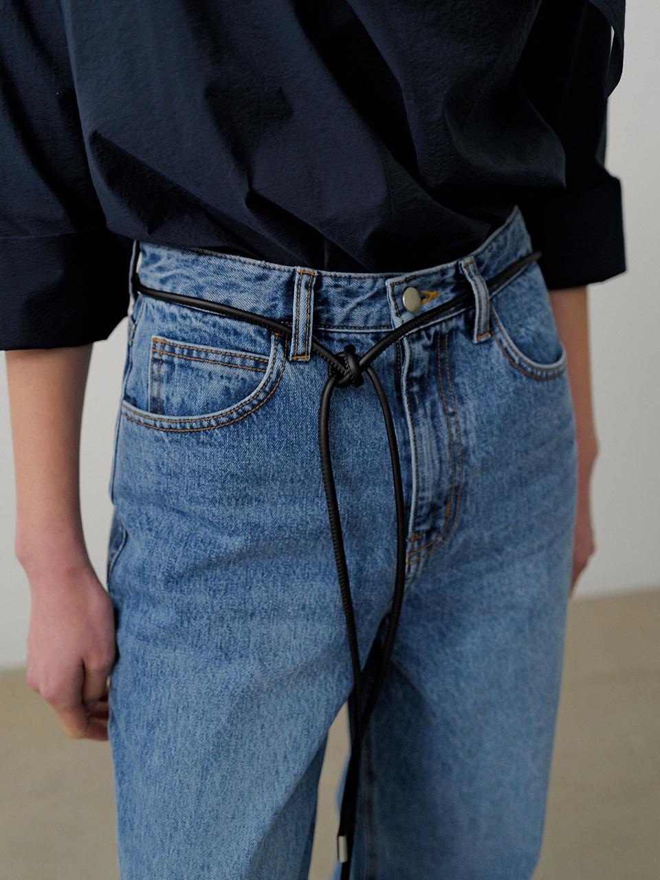 RRACE Leather String Belt_Black