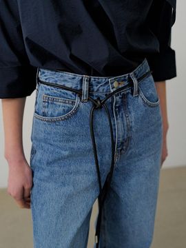 RRACE Leather String Belt_Black