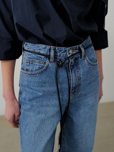 RRACE Leather String Belt_Black