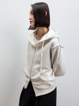 RRACE Oversized Hooded Zip Up Jacket - Melange