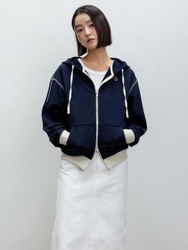 RRACE Oversized Hooded Zip Up Jacket - Navy