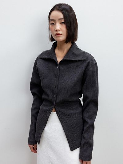 RRACE Pleated Blouse - Charcoal