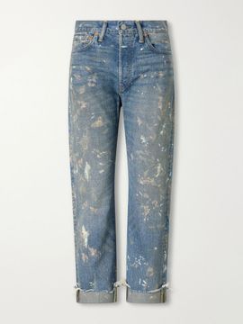 RRL Paint-splattered boyfriend jeans