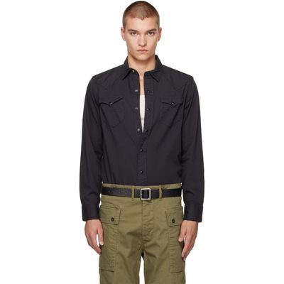 RRL RRL Black Cotton Twill Western Shirt