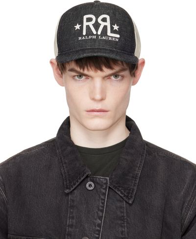 RRL RRL Black Ranch Logo Denim Trucker Cap