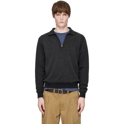 RRL RRL Black Terry Quarter-Zip Sweatshirt